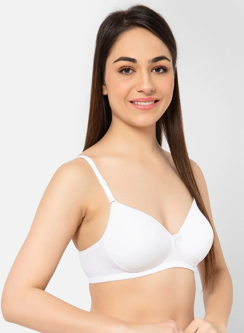 Clovia White Padded Non-Wired Full Coverage Multiway T-shirt Bra in White for Women | Best Price UAE